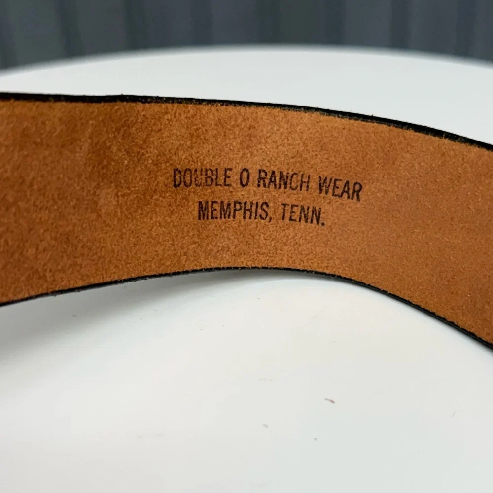Vintage Double O Ranch Wear Justin Brown Tooled Leather Western Belt Size 32